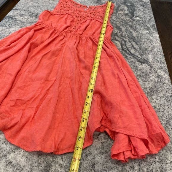 Free People Small Coral Crochet Swing Dress Boho Festival Party - Picture 8 of 8